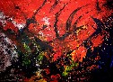 Portugal I - Der Waldbrand (Acryl, Asche, Stoff, Kohle auf Leinwand)