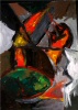 Der Tatzelwurm sprang pltzlich aus dem schwarzen Ei I (Acryl auf Papier)